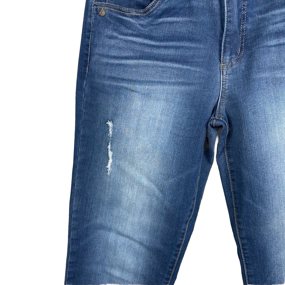 Democracy Ab Solution Jeans Women 8 Blue Medium Wash Denim Crop Frayed Roll Cuff - Picture 4 of 8